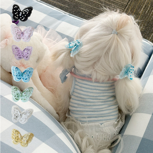 宠物蝴蝶发饰轻便 精致不掉头花bb夹