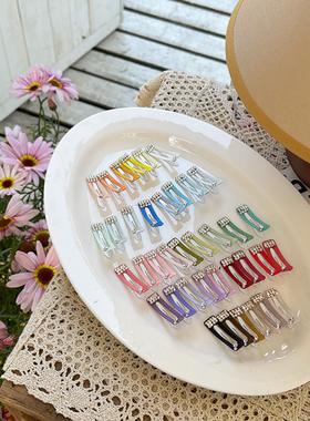 宠物狗狗发夹烤漆一字夹碎发夹方夹木马丝带可爱纯色4cm