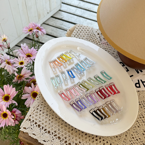 宠物狗狗发夹烤漆一字夹碎发夹方夹木马丝带可爱纯色4cm