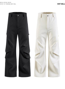 GTLA线上商店GATL韩版时尚博主穿搭褶皱垂感微喇cleanfit阔腿西裤