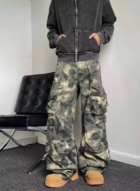 4Tra余庆伟的黑店油腻客博主穿搭多口袋迷彩裤子工装裤长裤牛仔裤