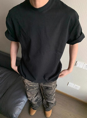 GTLA线上商店GATL韩版博主穿搭速干240克宽松小领口圆领短袖T恤衫