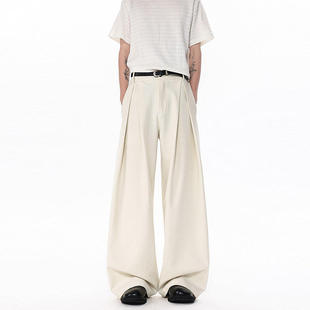 STUDIOS BLUE 褶皱西裤 百搭cleanfit韩式 子 宽松垂感休闲裤 ONLY