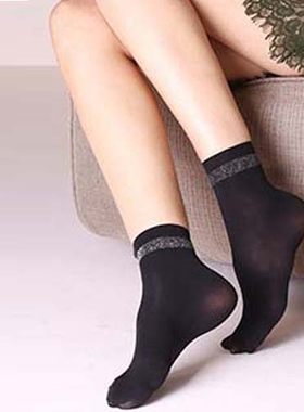耐尔100D银环二骨对对袜天鹅绒女