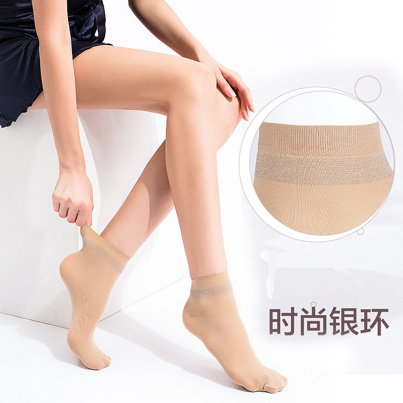 10双耐尔100d天鹅绒短丝袜时尚银环二骨对对袜加厚春秋冬季中筒女