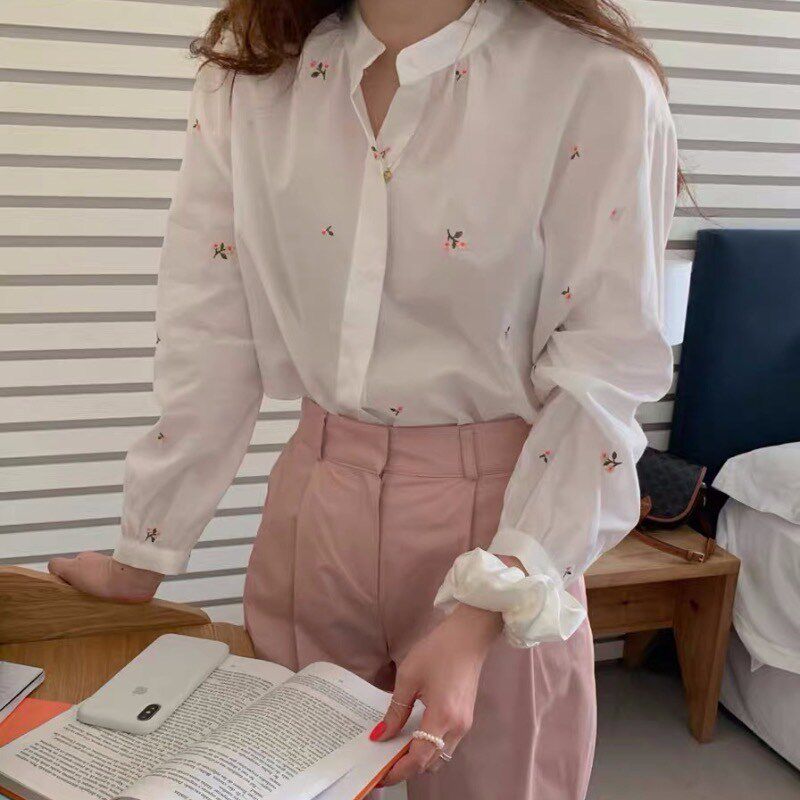 韩国ins春天的气息~小清新复古气质文艺范百搭刺绣甜美温油衬衫女|msdalam kategori Butik wanita / wanita, shirt - dari Buy2taobao.com untuk memberikan perkhidmatan ejen Taobao profesional membeli
