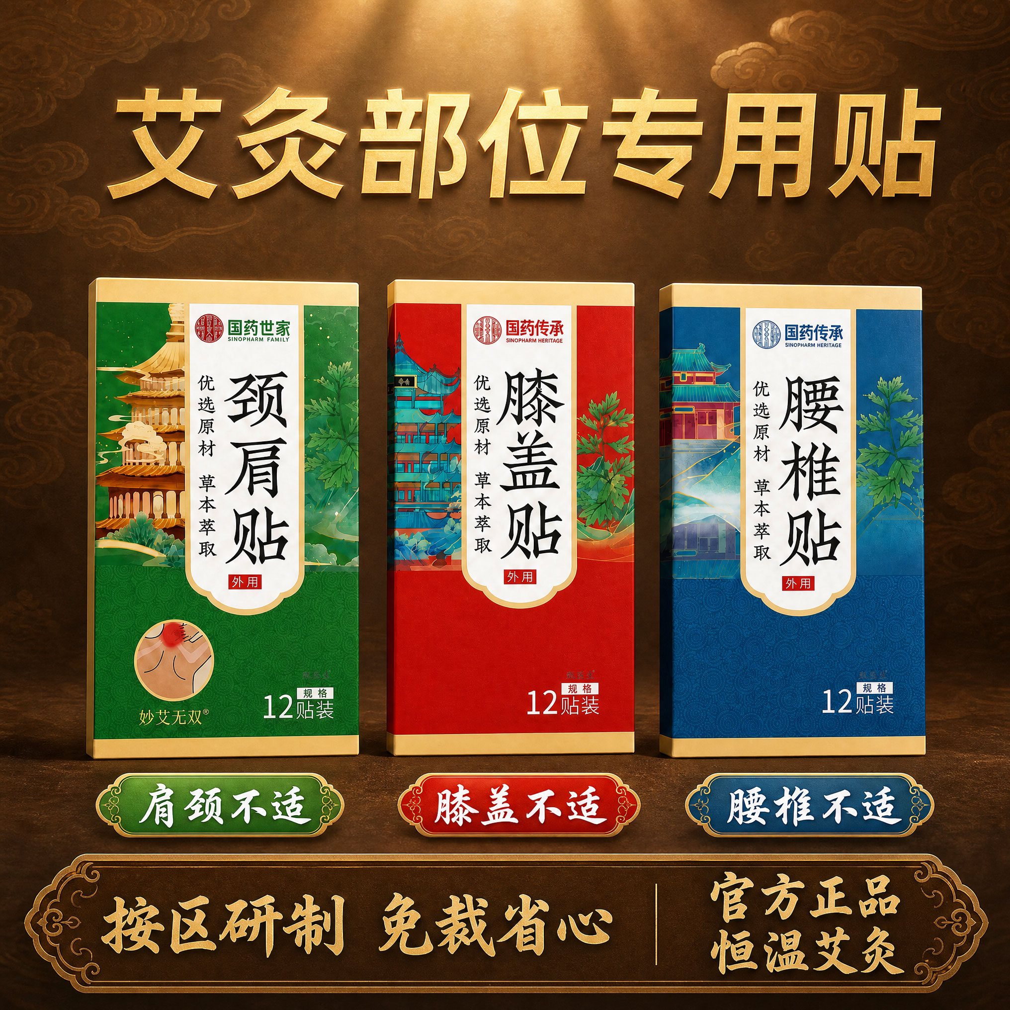 膝盖贴暖贴艾草贴护膝热敷膝盖贴艾灸贴颈椎腰椎肩颈贴养生馆正品
