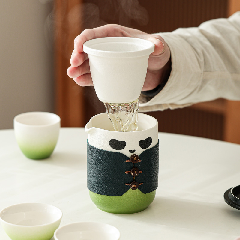 陶瓷旅行茶具家用一壶四杯快客杯户外喝茶装备露营便捷茶具随身杯