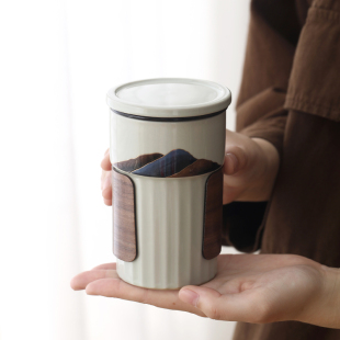 陶瓷山山而川清灵杯随手杯水杯便捷式喝茶杯茶水分离杯子茶具定制