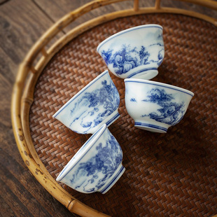 陶瓷主人个人杯手工醉饮闻香杯品茗杯手绘功夫茶杯套装青花瓷