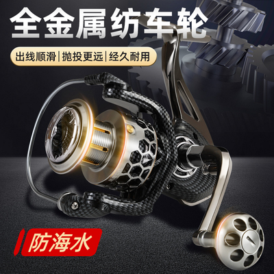 黑鹰22轴全金属纺车轮无间隙海竿锚杆远投海钓16000防海水鱼线轮