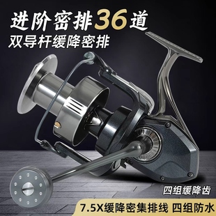 卡麦罗密集排线全金属纺车轮双导杆麻花轴海杆锚杆轮缓降远投鱼轮