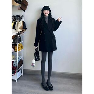 世家千金 2025冬新款温柔气质高级感中长款修腰毛呢双排扣外套女