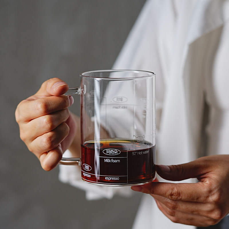 挂耳咖啡专用杯大容量带把手高硼硅玻璃马克杯带刻度家用手冲杯子