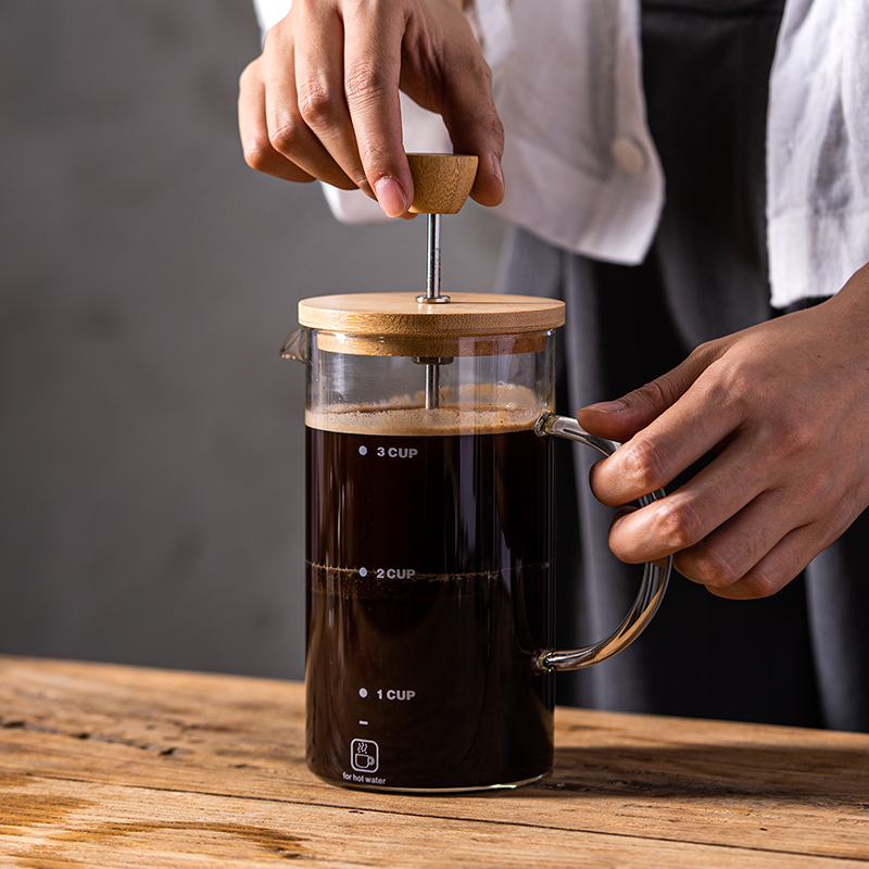 咖啡手冲壶玻璃法压泡茶壶打奶泡过滤式咖啡器具过滤杯家用煮咖啡