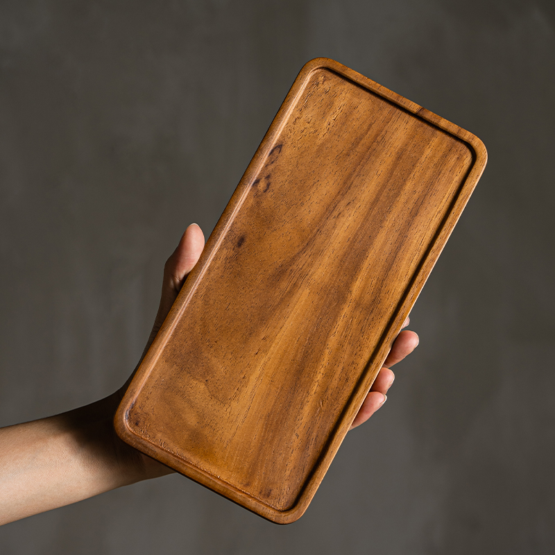 巢牧胡桃木托盘长方形复古