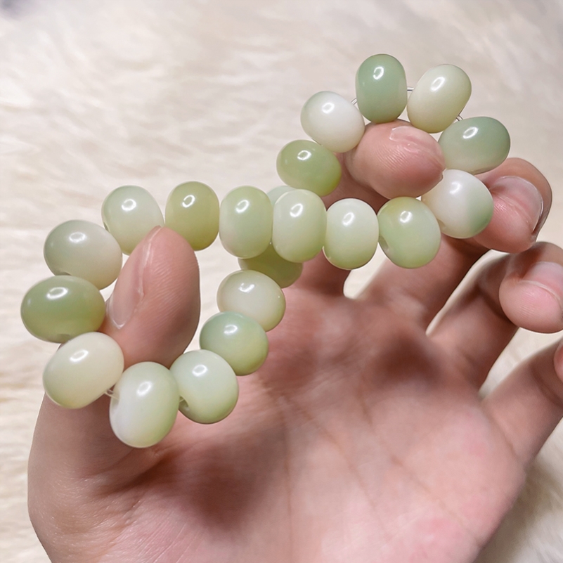 热销正品绕指柔黄佛珠男文玩菩提子手链渐变高密白玉菩提根手串单