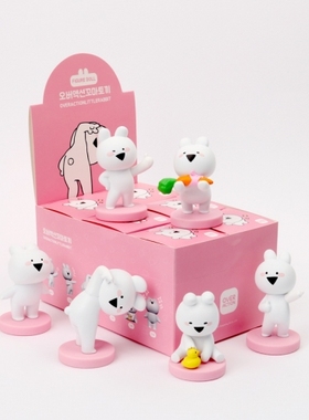 韩国盲盒over action rabbit过度反应兔子公仔小摆件手办粉红色