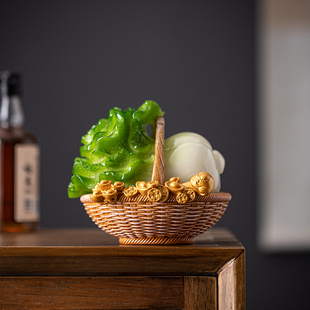 小白菜百财如意摆件白菜如意家居办公桌小饰品开业礼品乔迁工艺品