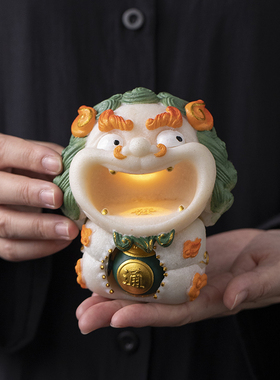 中国风可爱石狮子文创摆件家居客厅办公室酒柜桌面装饰工艺品摆件