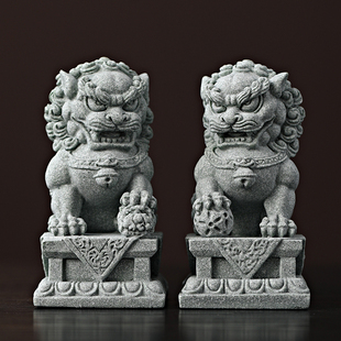 石狮子摆件一对镇宅故宫狮桌面装饰鱼缸微景观造景吉祥物工艺品