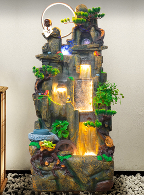 客厅招财循环流水喷泉现t代简约景观装饰品电视柜旁边落地生财摆