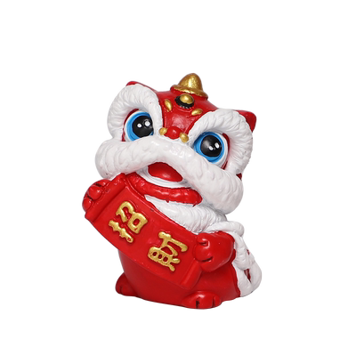 中国风招财进宝醒狮石狮子摆件