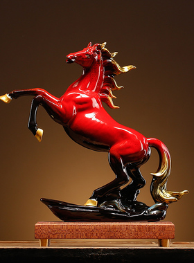 招财陶瓷唐马工h艺品摆件客厅马到成功酒柜玄关装饰办公室开业礼