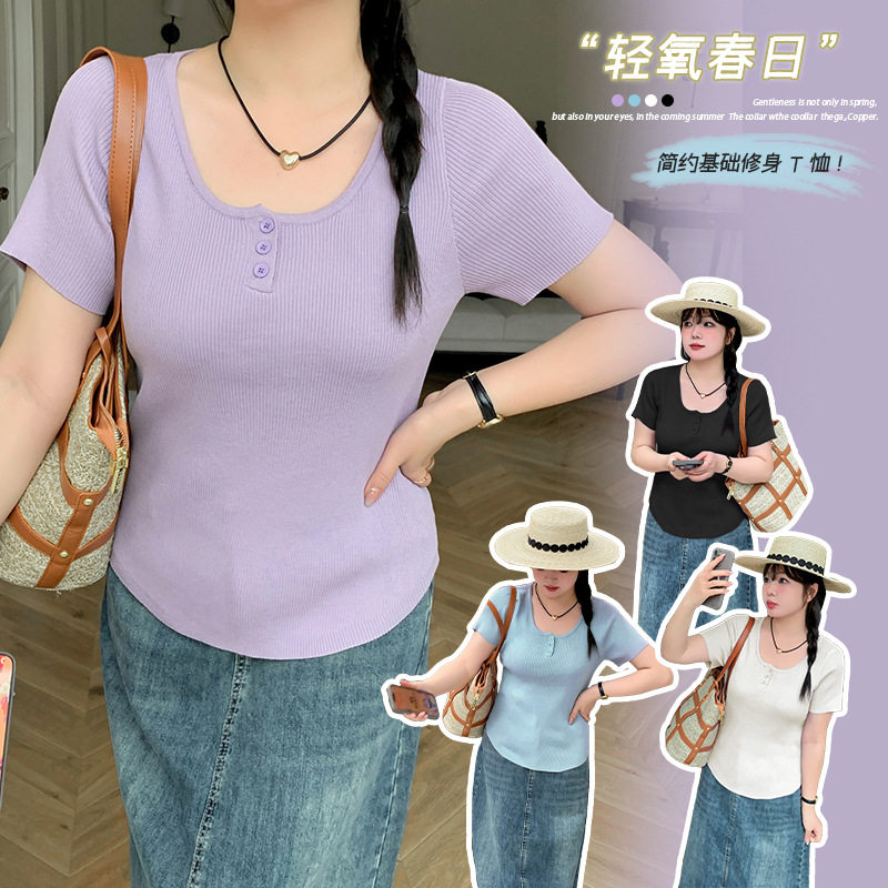 金影奇大橘子豆腐小姐妃儿红杨天真大码女装旗舰胖美眉t恤女胖mm