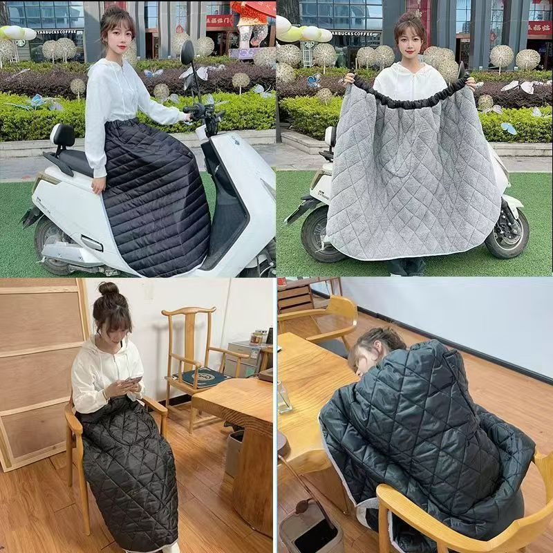 电动车挡风衣冬季女骑车护膝加绒挡风被骑电瓶车挡风裙防水防风罩