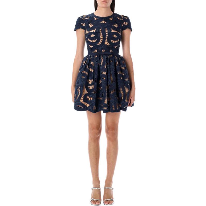 SelfPortrait连衣裙女舒适透气修身显瘦镂空设计圆领宴会派对