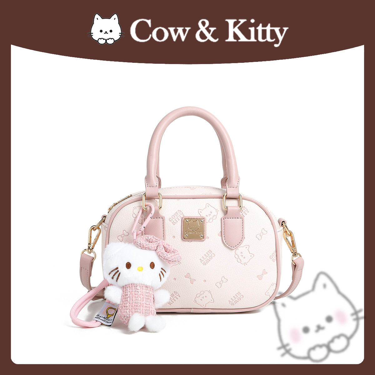 正品CowKitty波士顿女包2026新款撞色手提包时尚百搭单肩斜挎女包
