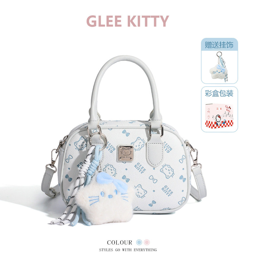 正品GLEEKITTY新款压花凯蒂猫女包大容量通勤百搭单肩女包送彩盒