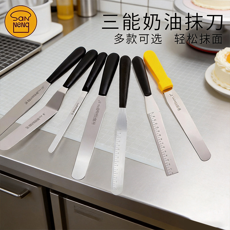 三能抹刀 8/10寸蛋糕奶油黄油果酱抹平刀脱模刀裱花不锈钢刮刀