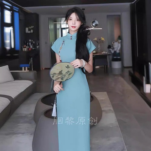 【且听风吟】古法全开襟曳地平裁旗袍女新中式民国风女装夏