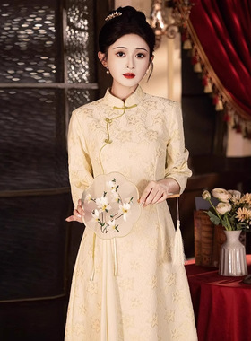 旗袍2025新款高端胖mm大码连衣裙早秋奥黛新中式显瘦遮肉女