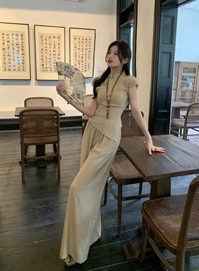 新中式修身显瘦短袖衬衫温柔气质半身长裙女夏季2025新款时尚旗袍