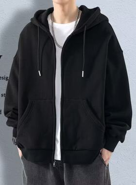 春夏薄款男装干活穿的工作服耐脏耐磨连帽开衫卫衣上班工地建筑工