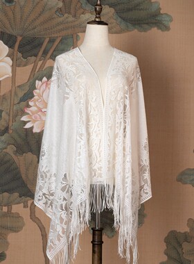 2025年春夏秋新款气质网红百搭蕾丝披肩围巾丝巾搭配旗袍文艺