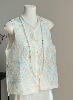 2025年春季新款复古提花重工国风高级古风气质新款马甲夏天薄款