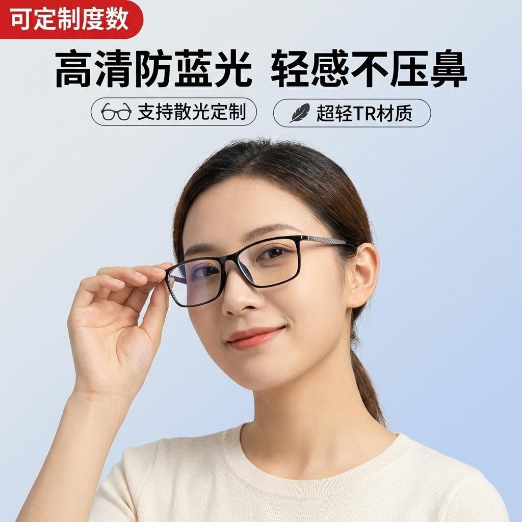 散光定制高清老花眼镜碳纤维镜架TR超轻眼镜框大码男女通用防蓝光