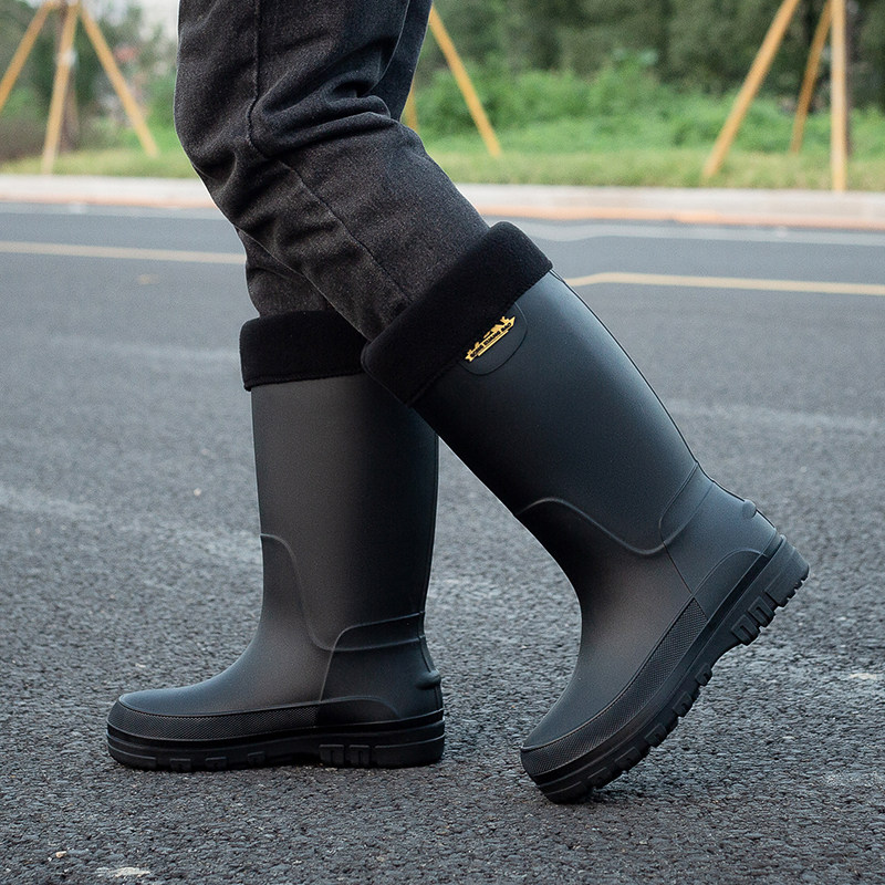 高筒防水雨鞋男款2026新款长筒雨靴加绒保暖防滑户外徒步劳保胶鞋