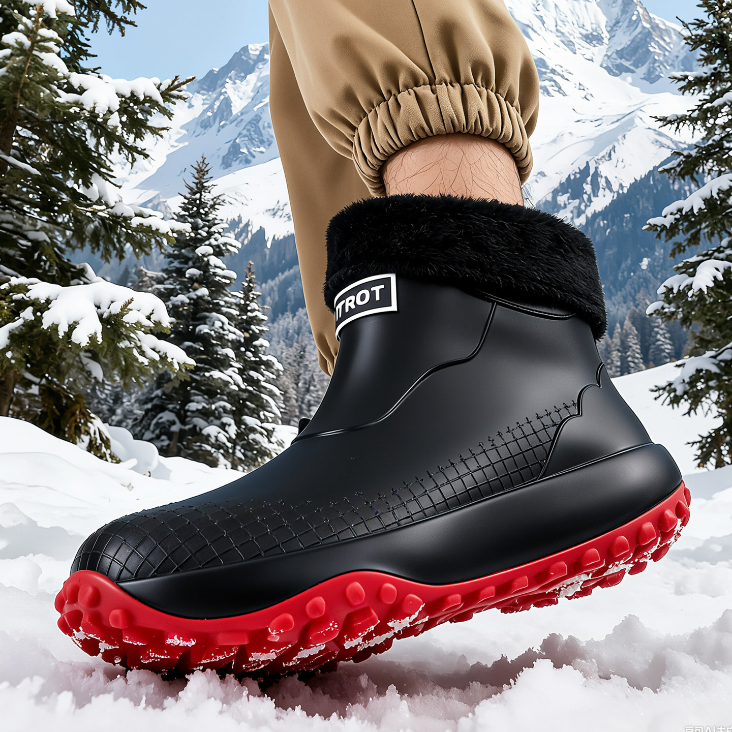 户外防滑中筒雨鞋男冬季加绒保暖防水耐磨雨靴厨房洗车钓鱼胶鞋