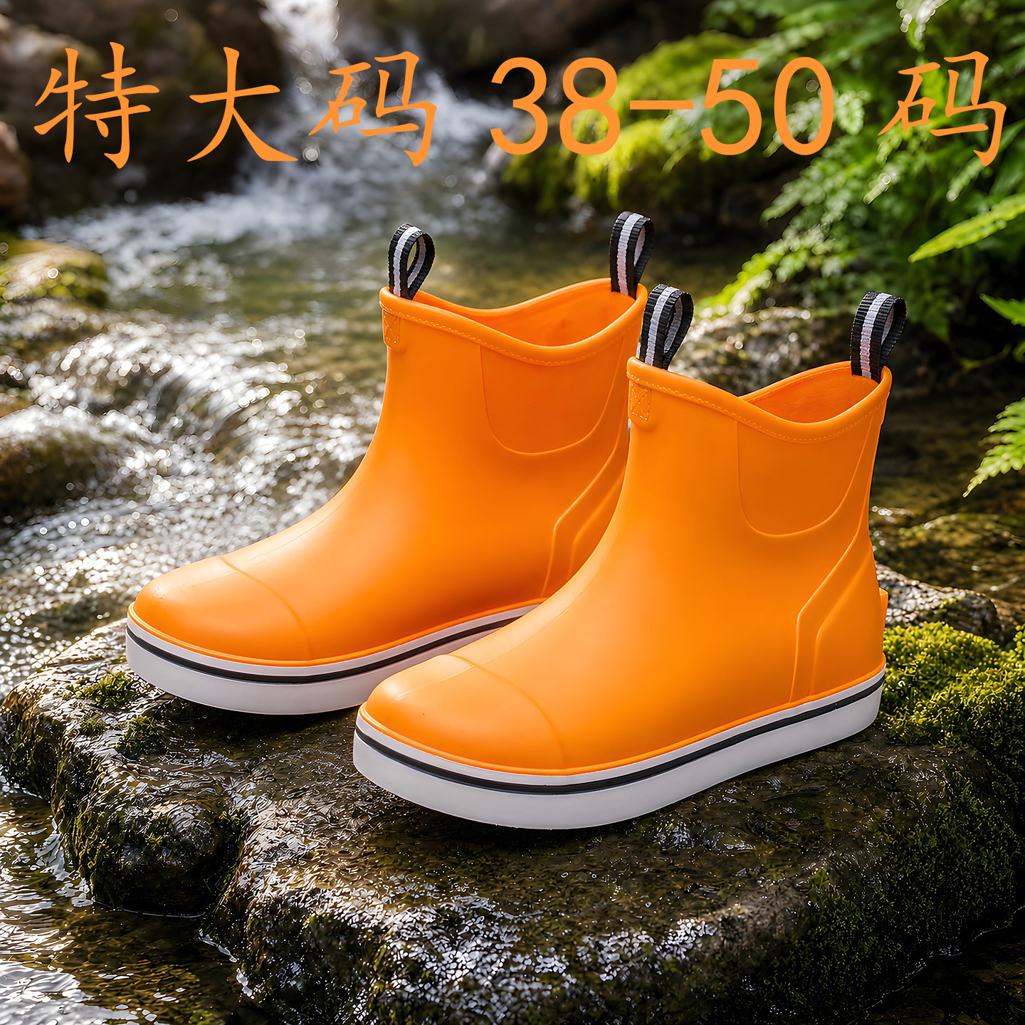 男士特大码加宽防滑防水雨鞋