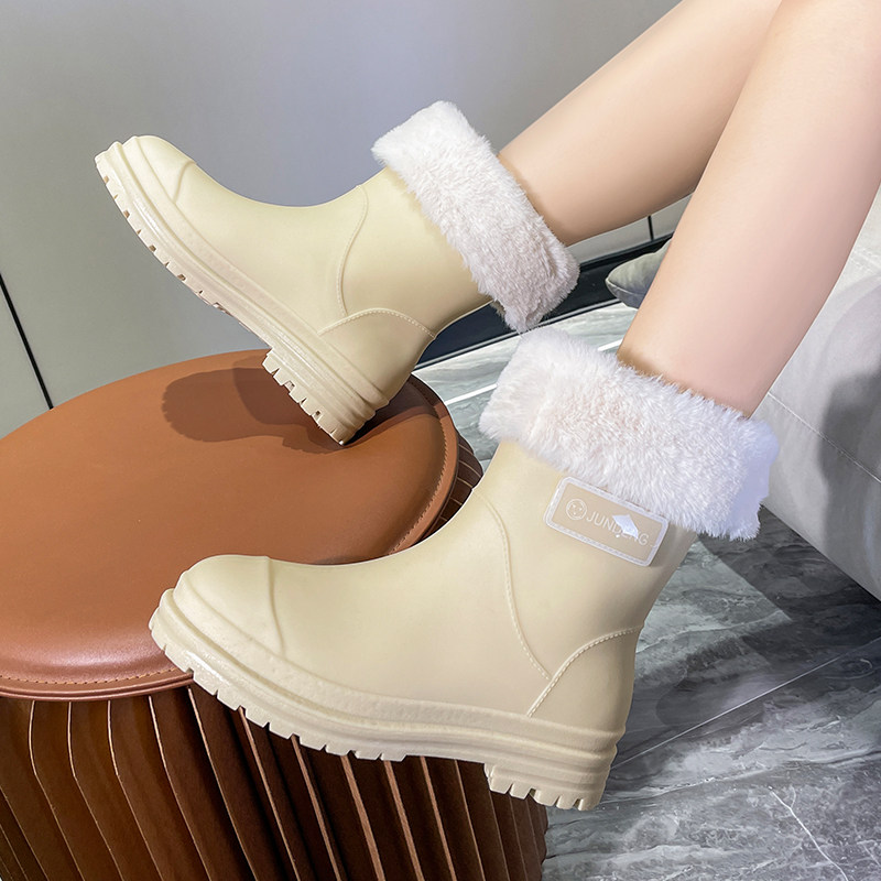 冬季雨靴女士胶鞋女款成人时尚款厨房防滑加绒雨鞋2026新款防水鞋