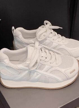 青岛福客来女鞋代工厂黄色阿甘德训鞋女2026新款百搭内增高网面透