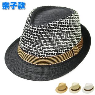 遮阳帽男女通用夏天新款透气网眼礼帽英伦儿童帽爵士帽亲子帽草帽