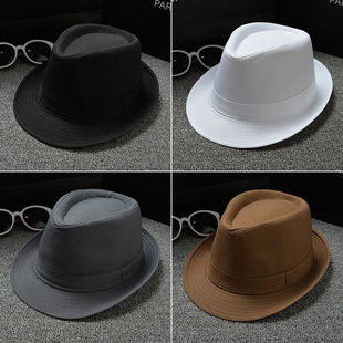 白色礼帽男女通用春夏季爵士帽子男黑色绅士帽时尚英伦礼帽小礼帽