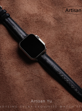适用苹果手表applewatchs10牛皮复古表带防水iwatch789男ultra321