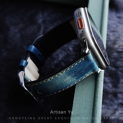 适用applewatch手表带真皮手工
